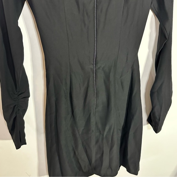 ASOS DESIGN Black Ruched Draped Long Sleeve Mini Dress Party Holiday Size 4 - Picture 11 of 11
